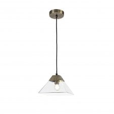 BRENNA antique brass and clear tapered glass ceiling pendant light