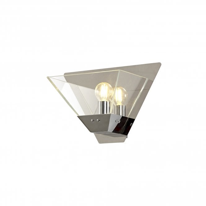 BRENNA modern polished chrome and clear glass wall light