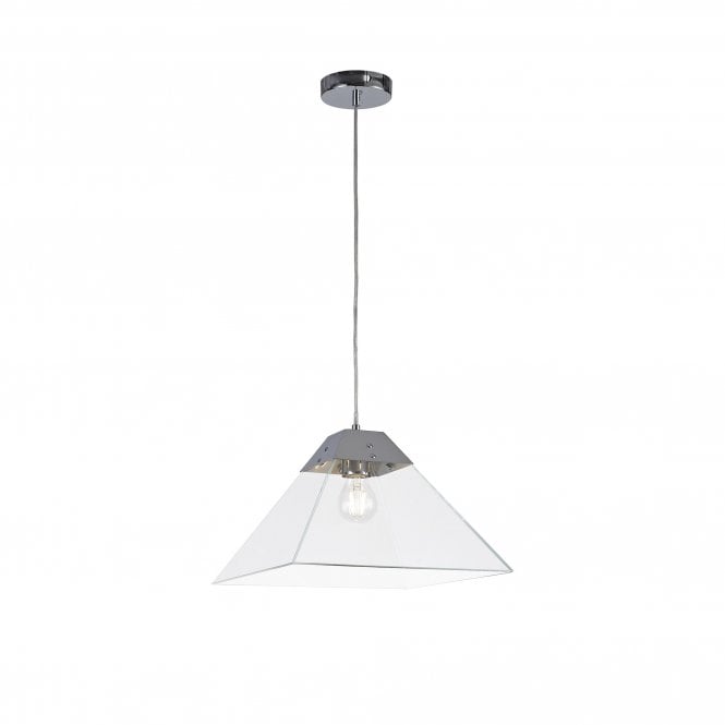 BRENNA polished chrome and clear tapered glass ceiling pendant light (large)