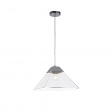 BRENNA polished chrome and clear tapered glass ceiling pendant light (large)