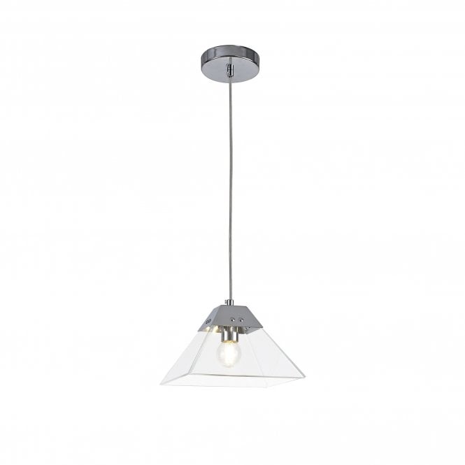 BRENNA polished chrome and clear tapered glass ceiling pendant light