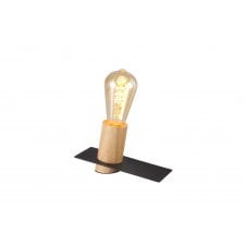 Asymmetrical Wood and Black Iron Table Lamp 