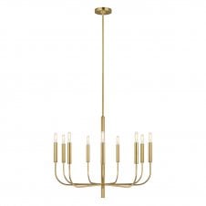 9 light chandelier in burnished brass