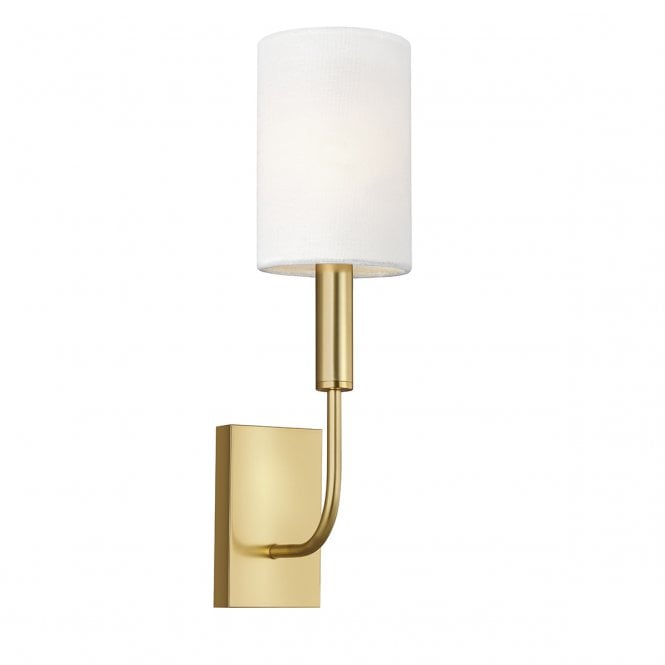 BRIANNA burnished brass wall light with white shade