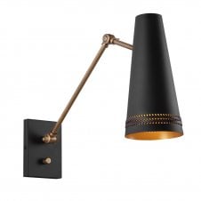 Brickell Adjustable Wall Light - Matt Black/Leather