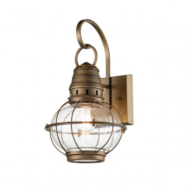 BRIDGEPOINT Medium Wall Lantern In Aluminium And Clear Seeded Glass