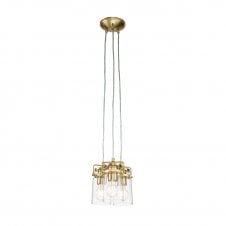 BRINLEY 3 Light Pendant In Steel And Clear Glass