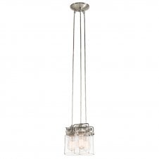 industrial nickel 3 light pendant cluster