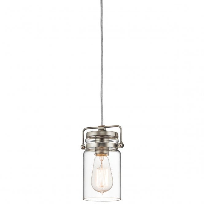 BRINLEY mini ceiling pendant in nickel with clear glass