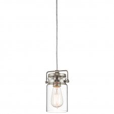 vintage glass jar ceiling pendant with nickel suspension