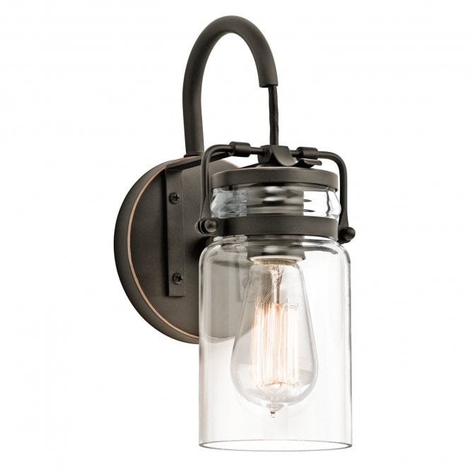 BRINLEY vintage glass jar wall light with bronze fitting
