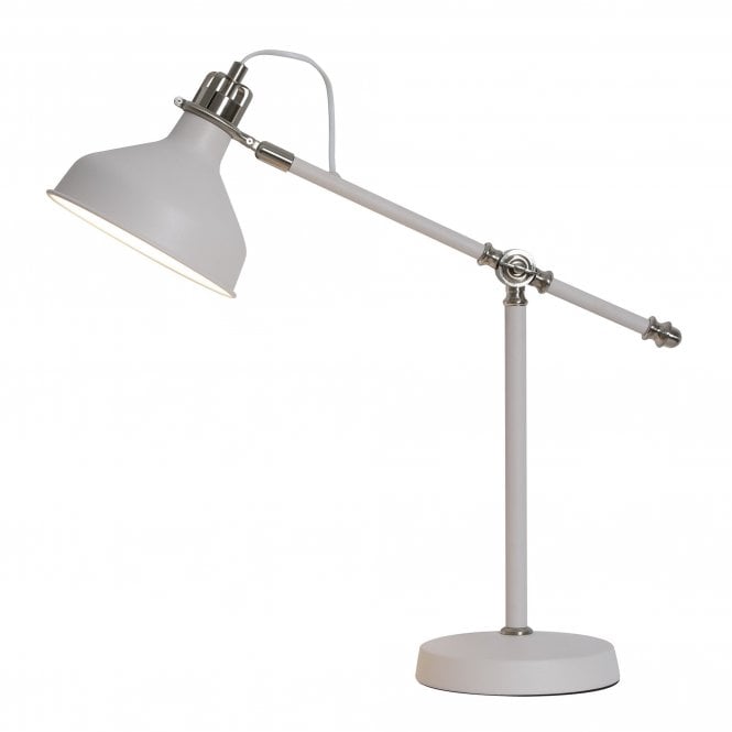 BROCK Adjustable Desk Lamp in matt White and Satin Nickel