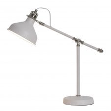 BROCK Adjustable Desk Lamp in matt White and Satin Nickel