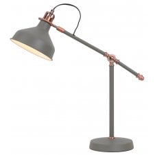 sand grey and copper adjustable desk lamp