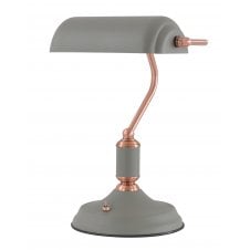 grey and copper bankers lamp
