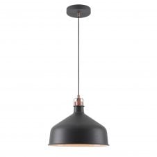 BROCK Dark Graphite industrial style ceiling pendant with copper detail (large)