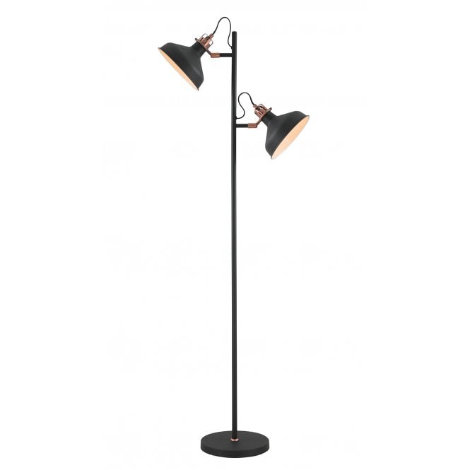 BROCK Double Shade Floor Lamp | Dark Graphite & Copper