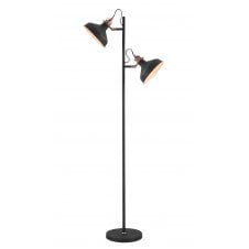 Double Shade Floor Lamp in Dark Graphite and Copper