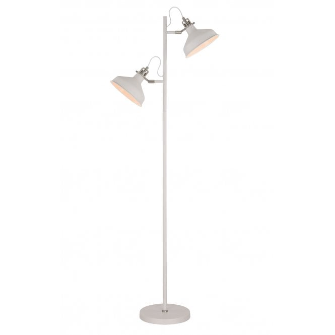 BROCK Double Shade Floor Lamp in White and Nickel