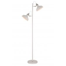 Twin Double Shade Floor Lamp in White and Nickel