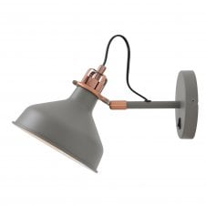 Industrial Matt Grey Copper Wall Light with Switch