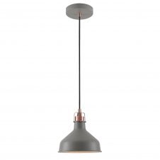 BROCK matt grey industrial style ceiling pendant with copper detail (Small)