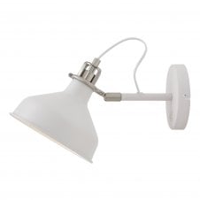 BROCK matt white and satin nickel detail industrial wall light