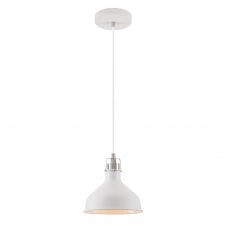 BROCK matt white industrial style ceiling pendant with nickel detail (Small)