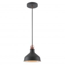 industrial pendant in black and copper