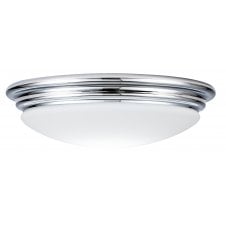 BROMPTON Bathroom Flush Mount Steel and Opal Glass Ceiling Light