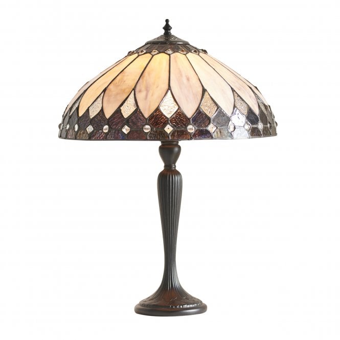 BROOKLYN Tiffany Art Deco table lamp - bronze effect base