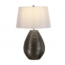 BRUNSWICK textured ceramic lamp in graphite finish with faux silk shade