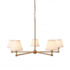 brass ceiling pendant 5 light with vintage white shades