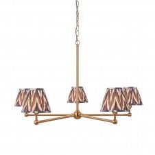 brass pendant ceiling light with zigzag pattern grey shades