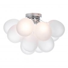 BUBBLES 4 Light Flush Ceiling Light in Polished Chrome and Frosted Glass