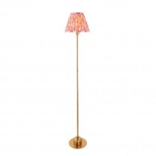 brass rechargeable table lamp with pink ikat pattern shade