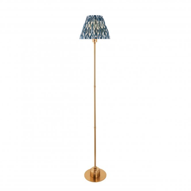 Burley Rechargeable Floor Lamp with Ikat Shade in Marlin Blue