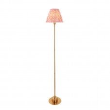 brass rechargeable floor lamp with pink ripple pattern shade
