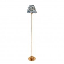 brass rechargeable floor lamp with blue ripple pattern shade