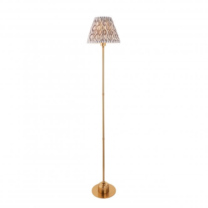 Burley Rechargeable Floor Lamp with Ripple Shade in Pearl Grey