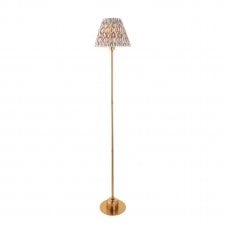 brass rechargeable floor lamp with grey ripple pattern shade