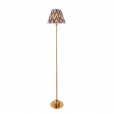 brass rechargeable floor lamp with grey zigzag pattern shade
