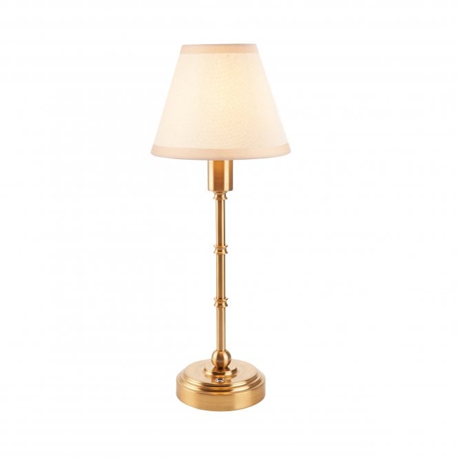 Burley Rechargeable Table Lamp with Ivy Shade in Vintage White