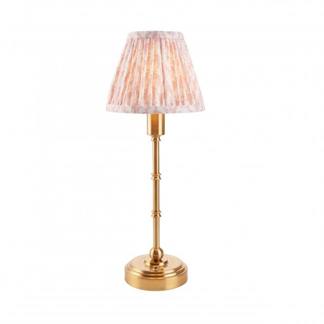 Burley Rechargeable Table Lamp with Leaf Shade in Peach