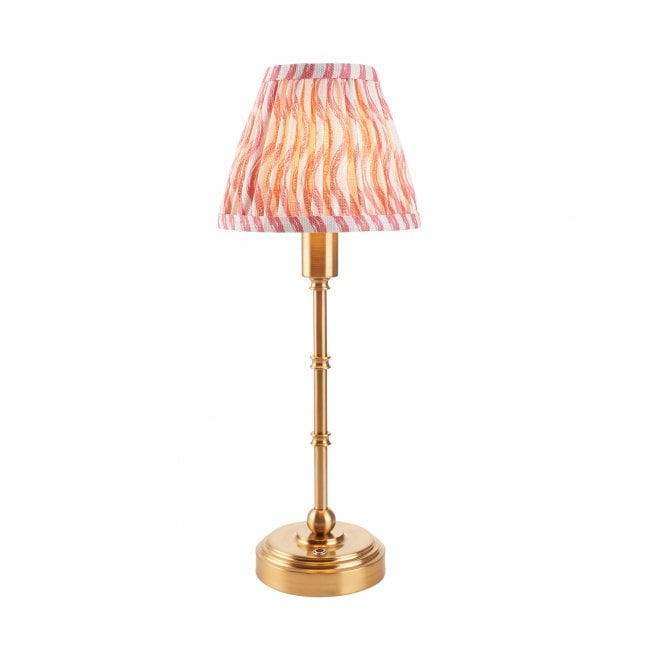 Burley Rechargeable Table Lamp with Ripple Shade in Coral Pink