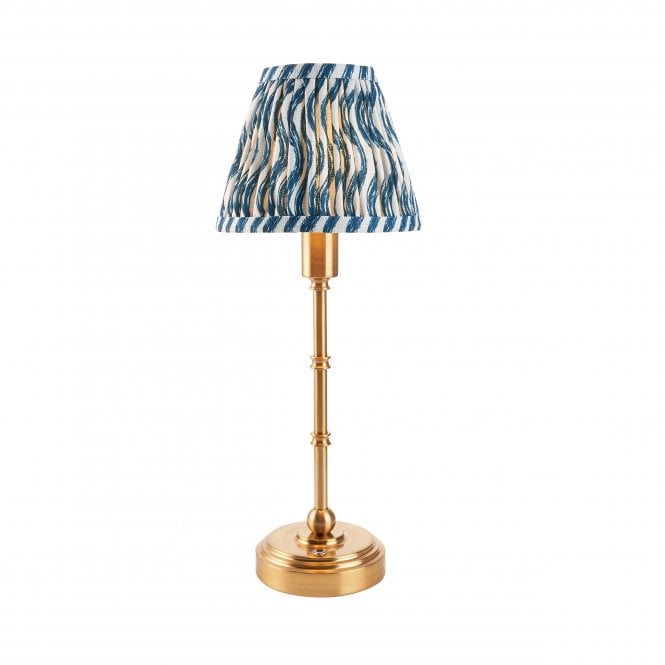 Burley Rechargeable Table Lamp with Ripple Shade in Marlin Blue