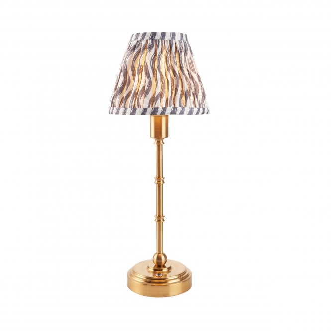 Burley Rechargeable Table Lamp with Ripple Shade in Pearl Grey