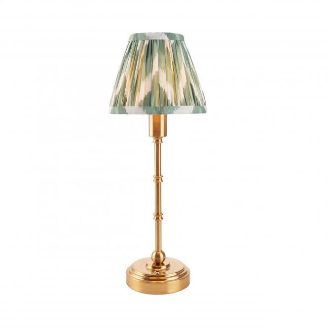 Burley Rechargeable Table Lamp with Zigzag Shade in Cotswold Green