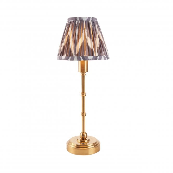 Burley Rechargeable Table Lamp with Zigzag Shade in Pearl Grey