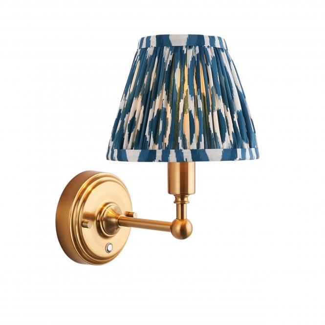 Burley Rechargeable Wall Light with Ikat Shade in Marlin Blue